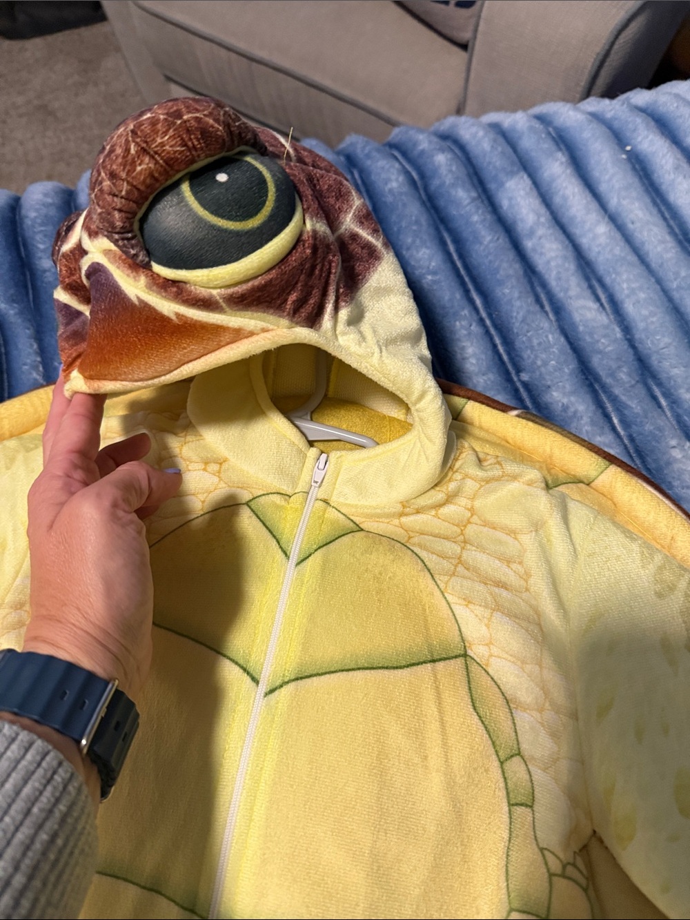 Kids Turtle Costume in Yellow and Brown - Plush Sea Turtle Outfit - Picture 5 of 7